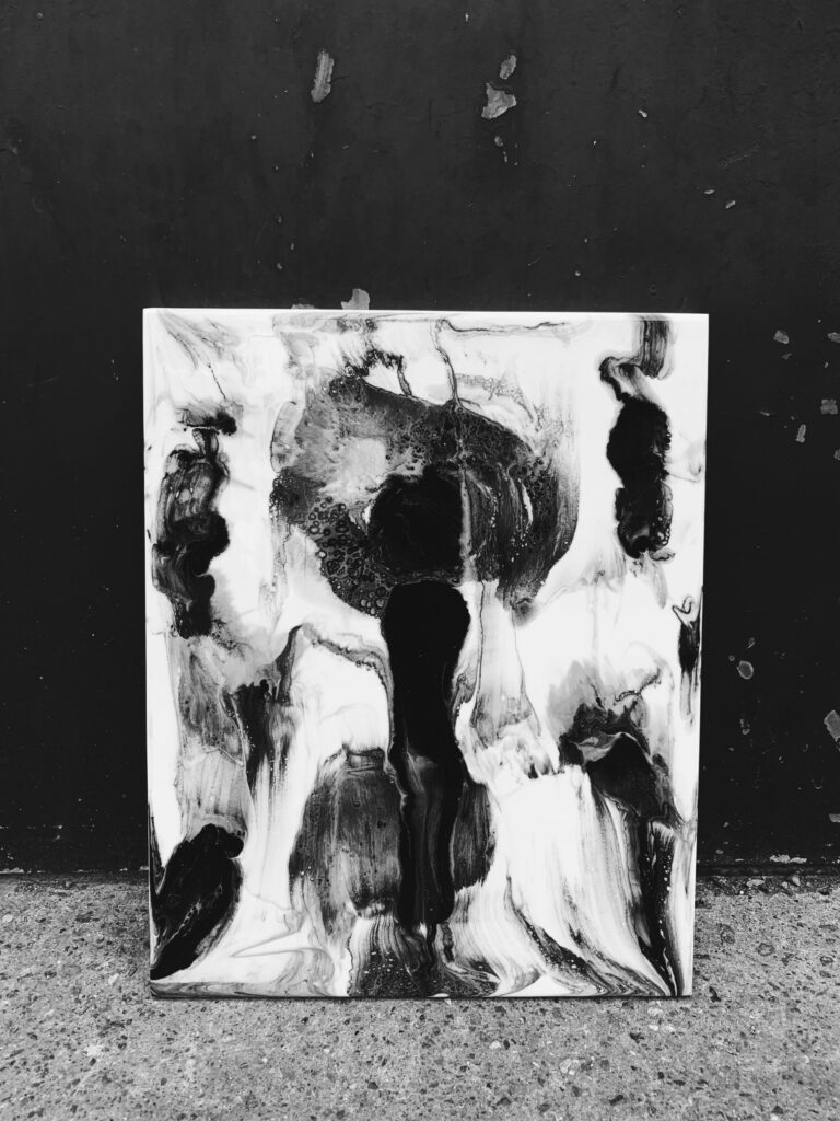 black and white resin artwork