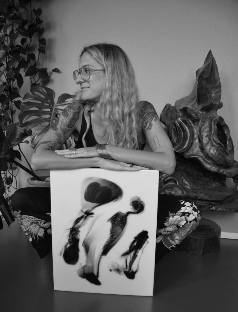 black and white resin artwork with women