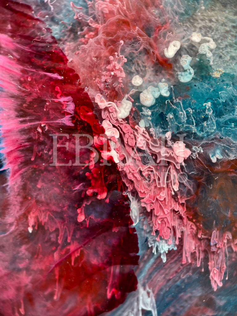 macro shot of alcohol ink pink and blue