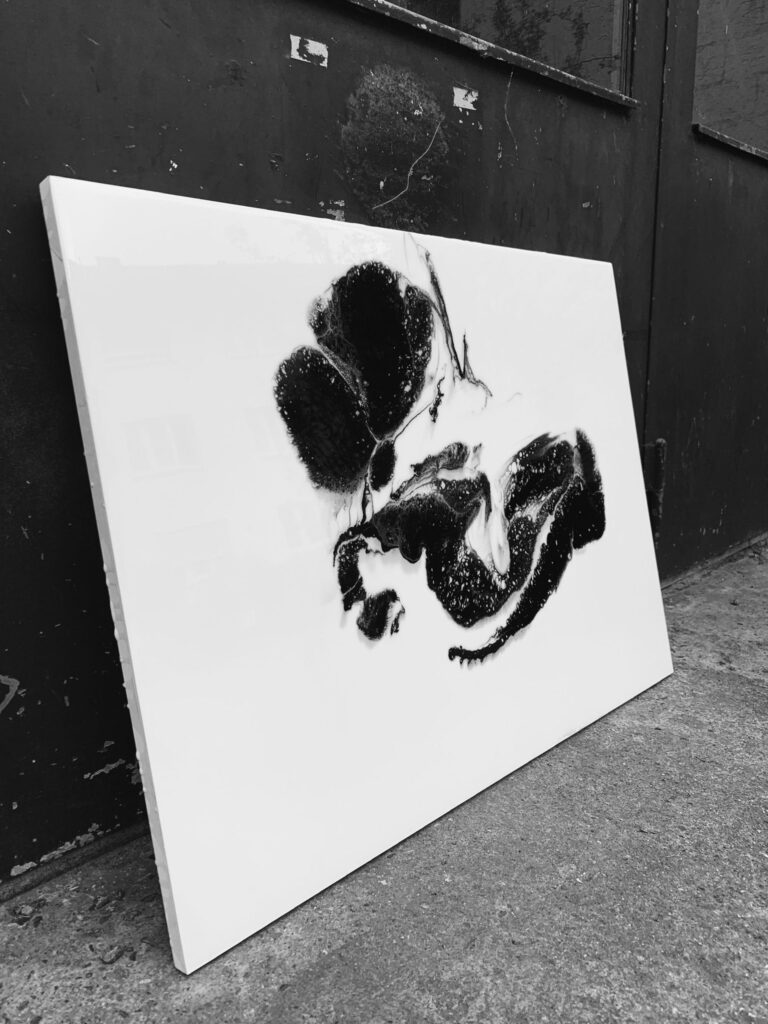 black and white resin artwork